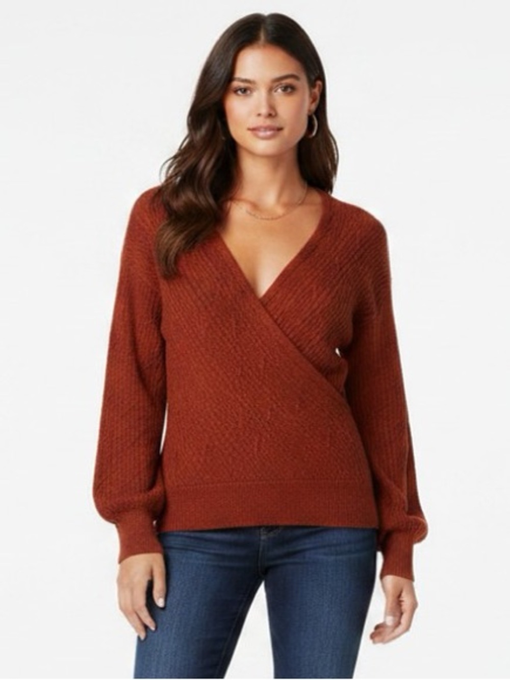 NWT | L’AGENCE | Wool Faux Wrap Sweater | Orange | XS